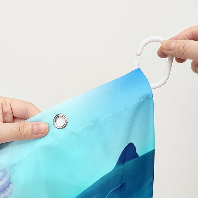 AILONEN 3D Swimming Cat Shower Curtain Set,Coral Bath Curtain for Kids Girls Boys,Sea Animals Ocean Theme Shower Curtain,Cat Lovers Animal Shower Curtains for Bathroom Decor, 36" W*72" H