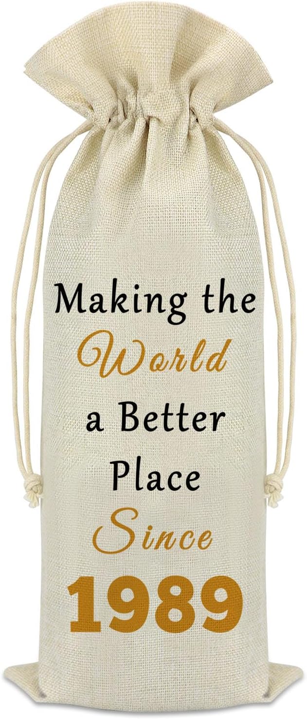 35th Birthday Gift for Women Men 1989 Wine Bag 35 Year Old Party Reusable Decorations Wine Bottle Bag Happy 35th Anniversary Birthday Gift Idea for Mom Dad Husband Wife Daughter Sister Aunt Friends