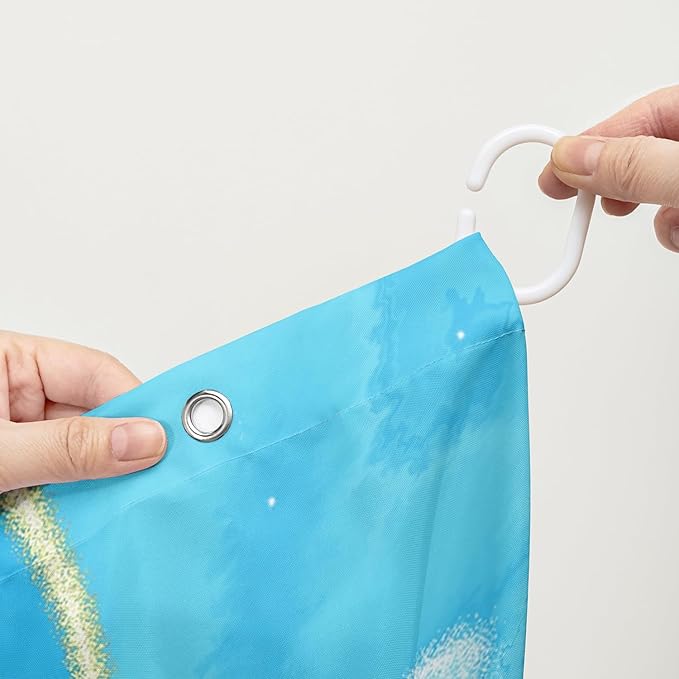 AILONEN Kawaii Sea Turtle Shower Curtain,3D Ocean Animal Themed Bath Curtain Cloth Fabric Bathroom 60" W*72" H Inch,12 Pack Hooks for Kids Child,Colorful Marble Style Bathroom Curtain