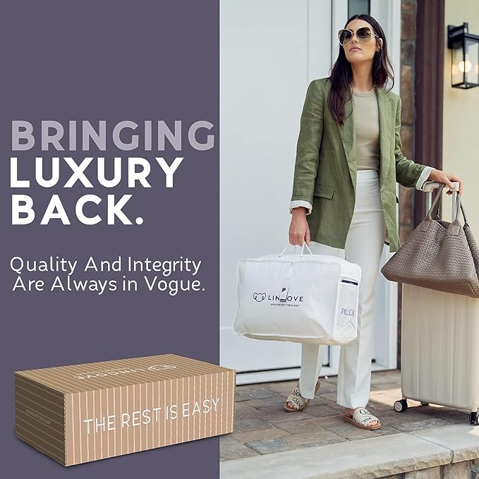 Lincove Signature 100% Natural Canadian White Down Luxury Sleeping Pillow - 800 Fill Power, 500 Thread Count Cotton Shell, Made in Canada, King - Medium, 2 Pack