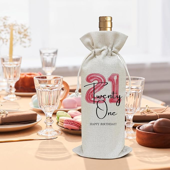 21st Birthday Gifts for Women Daughter Girlfriend Sister, 21 Year Old Birthday Gifts, 21st Birthday Gifts for Her, Birthday Party Favor Wine Bag Decoration Supplies, Wine Gifts for Women /02