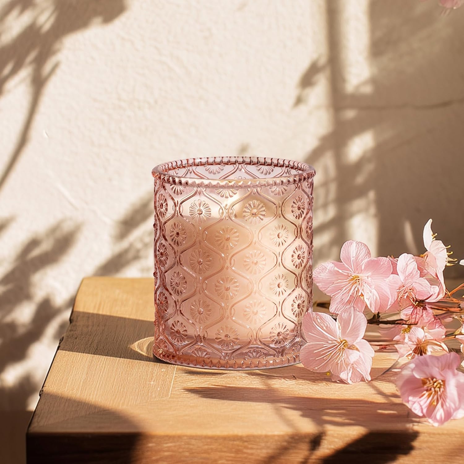 LA JOLIE MUSE Cherry Sakura Candle - Cherry Blossom, Rose, Sandalwood | 6 oz Natural Soy Wax | 40 Hours Clean Burn | Floral Scented Candle | Gift-Ready for Hosts & Gatherings