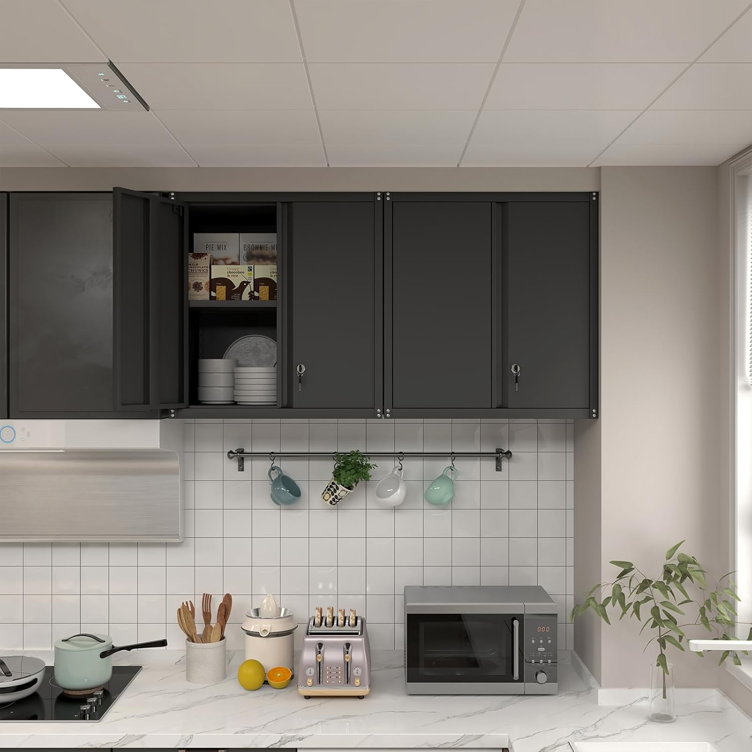 Wall Cabinet Storage,Steel Cabinet with Locking,Metal Storage Cabinet for Home Office,Kitchen