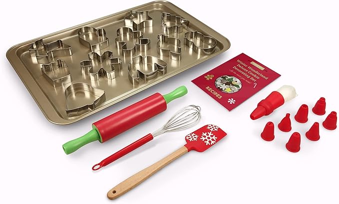 Winter Wonderland 30-piece Real Cookie Baking Set with Recipes for Kids