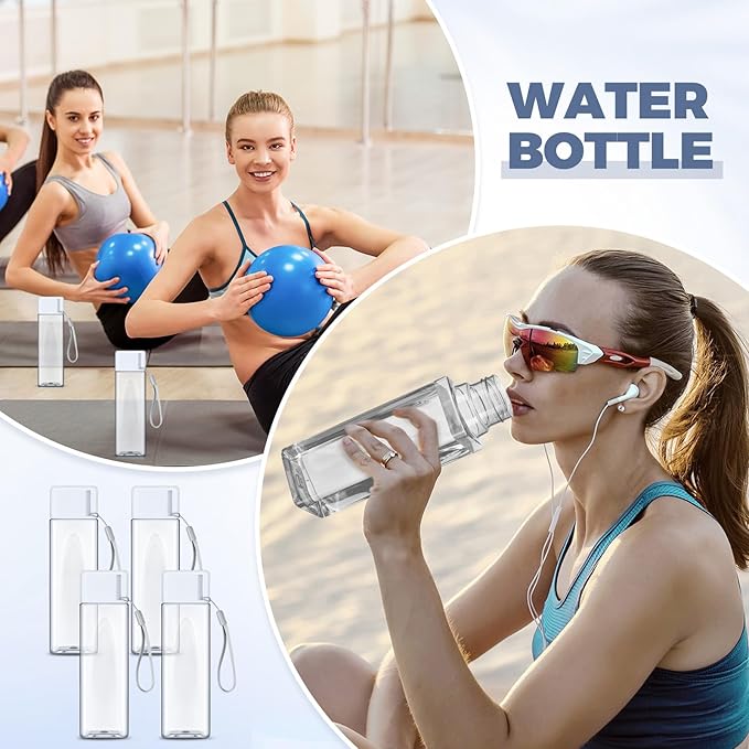 20 Pieces Water Bottle Bulk 17 oz Plastic Sports Water Bottles Reusable Leak Proof Portable Drink Bottles Large with Lid for Outdoor Fitness(White)