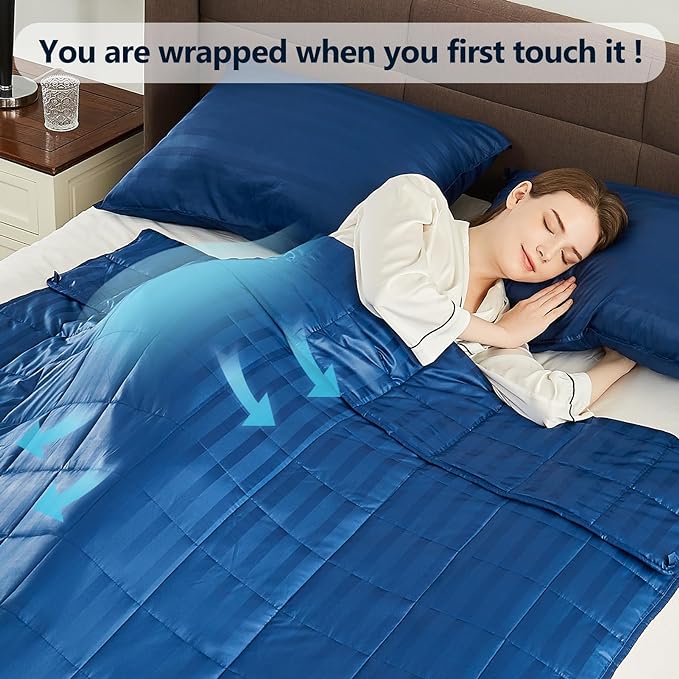 Weighted Blanket(36"x48" 3lbs) Weighted Blanket Cooling Blanket for Sleeping,Throw Size Breathable Blanket with Premium Glass Bead(Navy Blue)