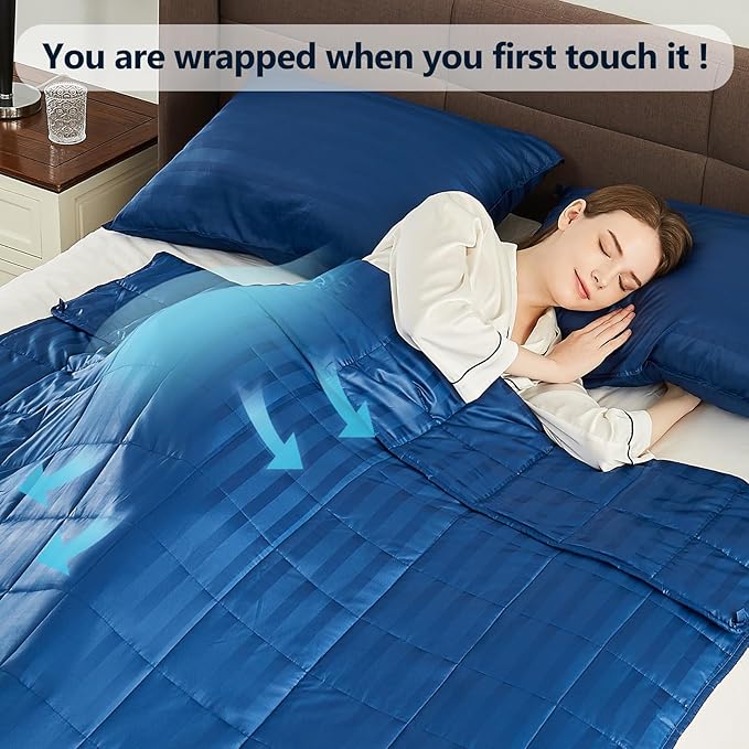 Weighted Blanket (36"x48" 5lbs) Weighted Blanket Cooling Blanket for Sleeping,Throw Size Breathable Blanket with Premium Glass Bead(Navy Blue)