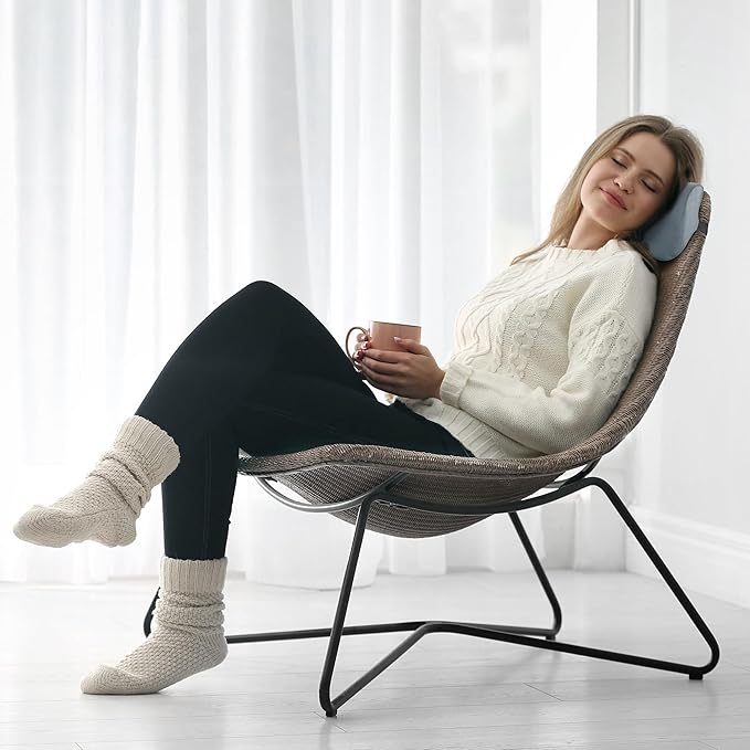 HOMBYS Cervial Recliner Neck Pillow for Pain Relief, Foam Headrest Pillow with Strap for Securing, Extra Large & Non-Slip Neck Pillow for Recliner, Sofa, Office Chair, Car, Gaming Chair, Light Grey