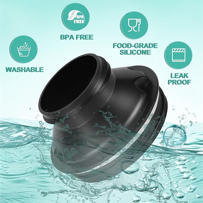 2PCS Bottle Adapter for Stanley Cup 40oz to Cirkul, Lid Cap Converter Accessories, Cirkul Stanley Adapter BPA Free Plastic, Food Grade Silicone Fits for Stanley Water Bottles(Black)