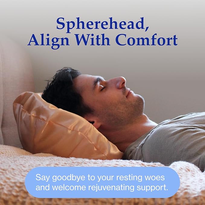 Spherehead Memory Foam Pillow - Ergonomic Pillow for Neck Pain Relief, Cervical Spine Alignment & Comfort - Curved Support for Side & Back Sleepers