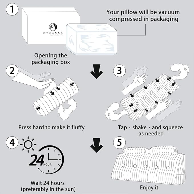 Faux Fur Headboard Pillow with 2 Pack Neck Roll Pillow Large Headboard Pillow Soft and Supportive with Removable Cover (Grey, King)