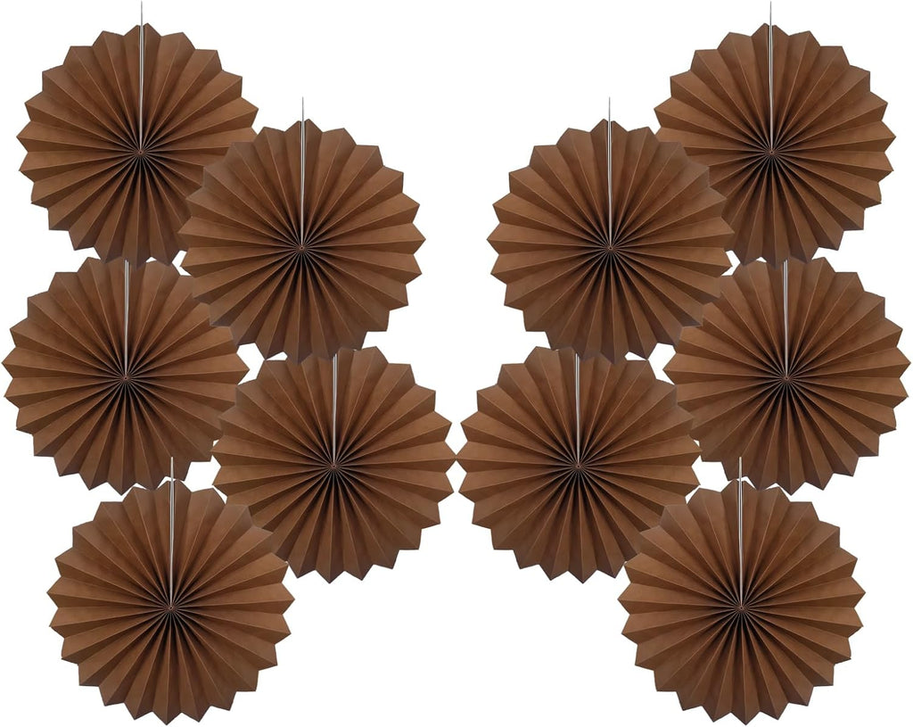 Brown Party Decorations,Brown Wedding Decorations for Party Events Accessories,Brown Birthday Decorations,Boho Party Decoration,Fall Decorations 8in Hanging Paper Fans 30 Color DIY Set(Brown)