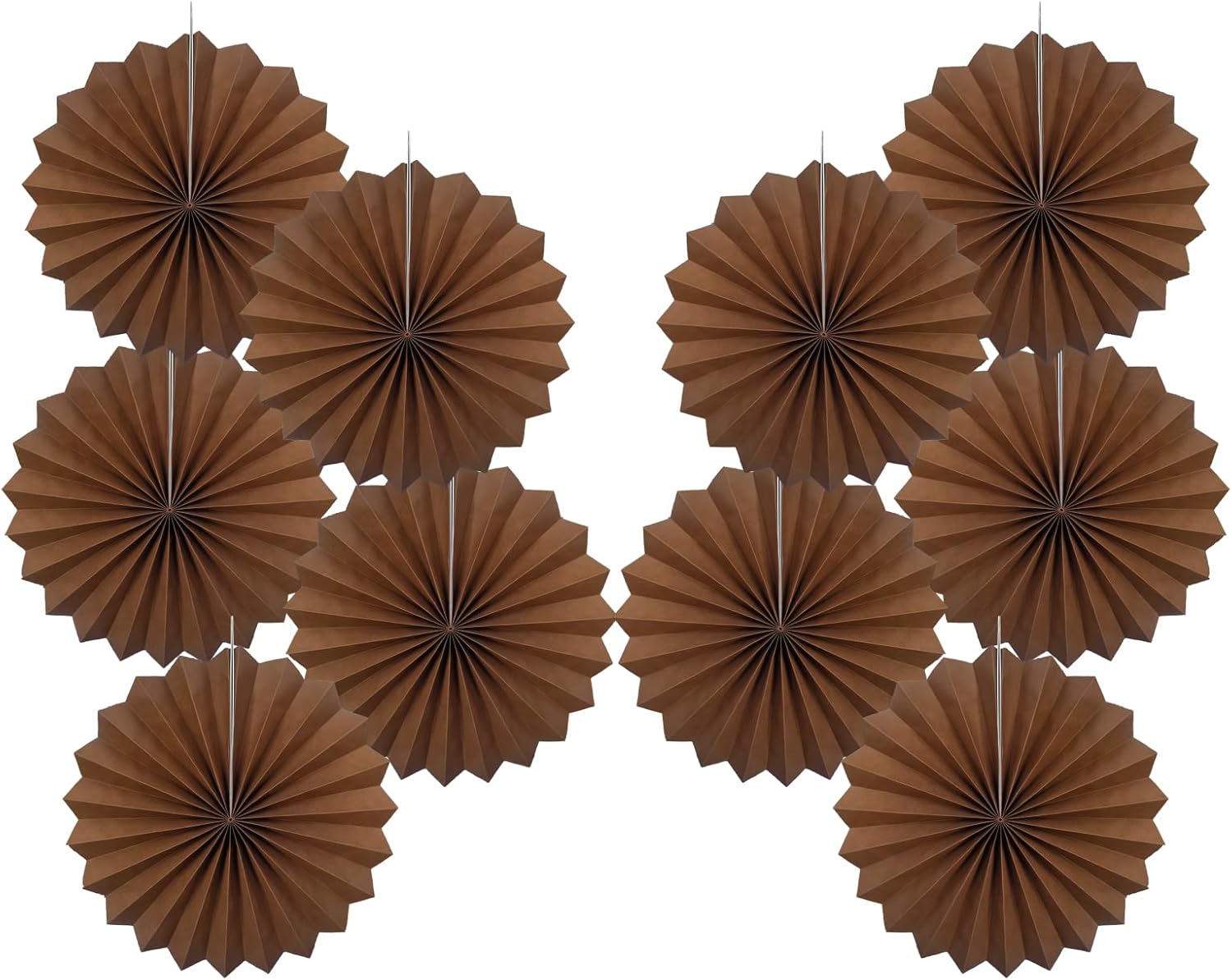 Brown Party Decorations,Brown Wedding Decorations for Party Events Accessories,Brown Birthday Decorations,Boho Party Decoration,Fall Decorations 8in Hanging Paper Fans 30 Color DIY Set(Brown)