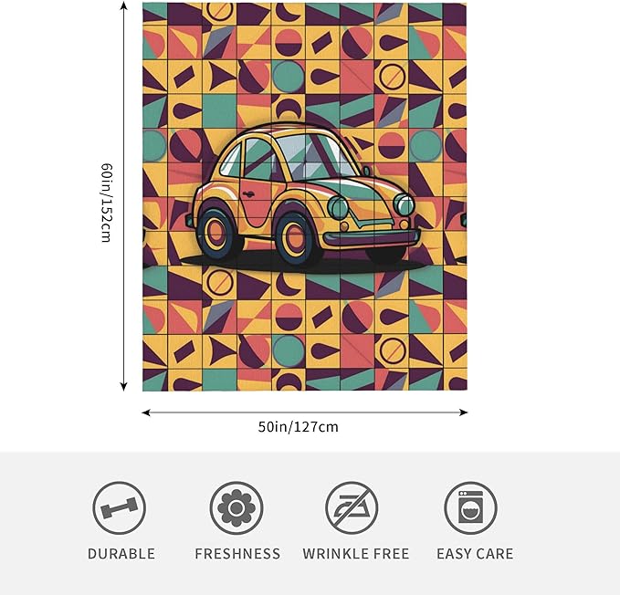 Cute Cartoon Flannel Blanket for Kids, 50" L x 60" W Inches – Soft and Cozy Plush Throw Blanket for Boys and Girls – Perfect for Bed, Couch, or Travel (Car)