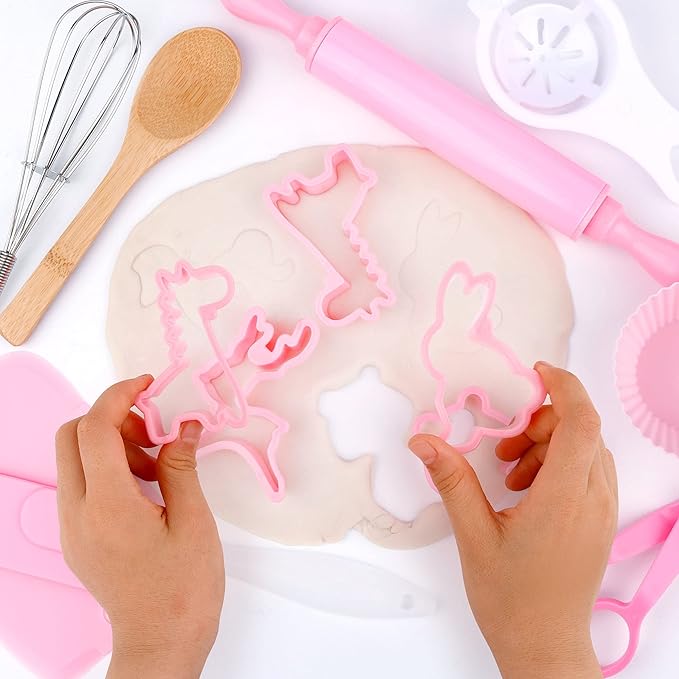 Kids Cooking and Baking Supplies Set 38 Pcs Includes Apron Hat Mitt and Decorating Supplies Dress Up Chef Costume Role Play Gifts for 3 4 5 6 7 8 Year Old Girls Boys