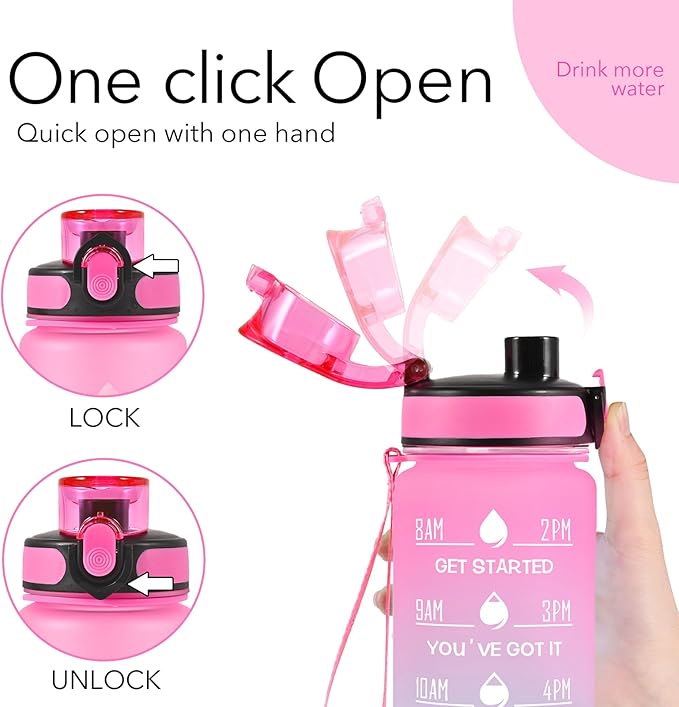 32 oz Water Bottles with Straw & Strap, Motivational Water Bottles with Times to Drink, BPA Free Reusable Sports Water Bottle with Sleeve Carrier for Gym, Workout or Fitness (Butterfly in Love)