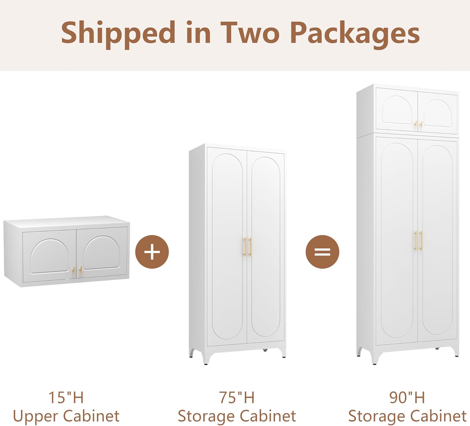 Kitchen Pantry Cabinet, 90" Tall Metal Pantry Cabinet, Food Cupboards with Doors and Shelves, Freestanding Storage Cabinets for Dining, Living Room, 16"D x 32"W x 90"H, White, Assembly Required