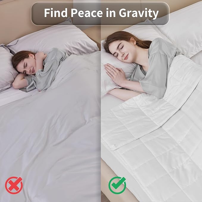 Weighted Blanket for Adult,15lbs Heavy Weighted Blanket 60"x80" Breathable Cooling Summer Blankets, Ultra Soft Cotton Comfort Throw Blanket with Glass Beads for All-Season (White)