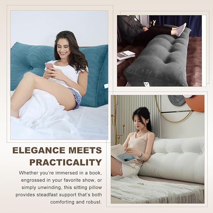 Headboard Pillow - Queen-Sized Headboard Wedge Pillow for Daybeds and Bunk Beds - Durable, Comfortable, with Removable Velvet Cover (Dark gray, 71x20x8Inches)