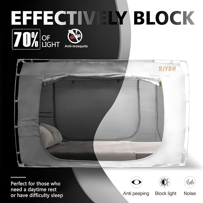 Bed Tent Bed Canopy Full Size Tents for Adult and Kids- Portable Dream Tent Indoor Sleeping Tents 70% Blackout with 3 Doors Breathable Big Space Tents