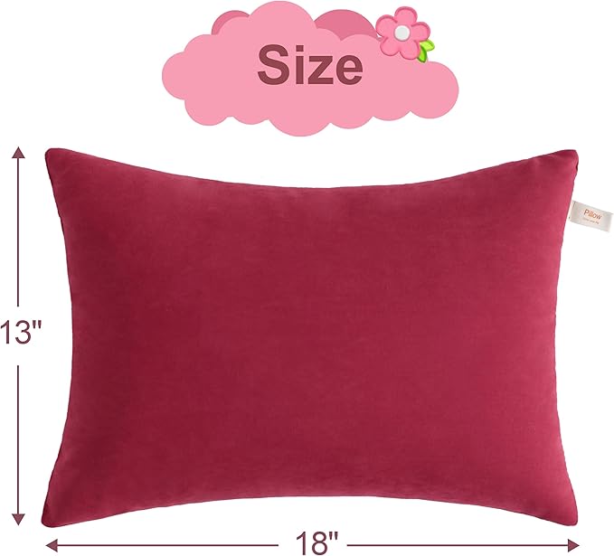 BEDSUM 2 Pack Pillows, 13"x18" Microfiber Pillows for Travel, Pets, Soft and Machine Washable Small Pillows for Neck, Wrist, and Knee Comfort, Red