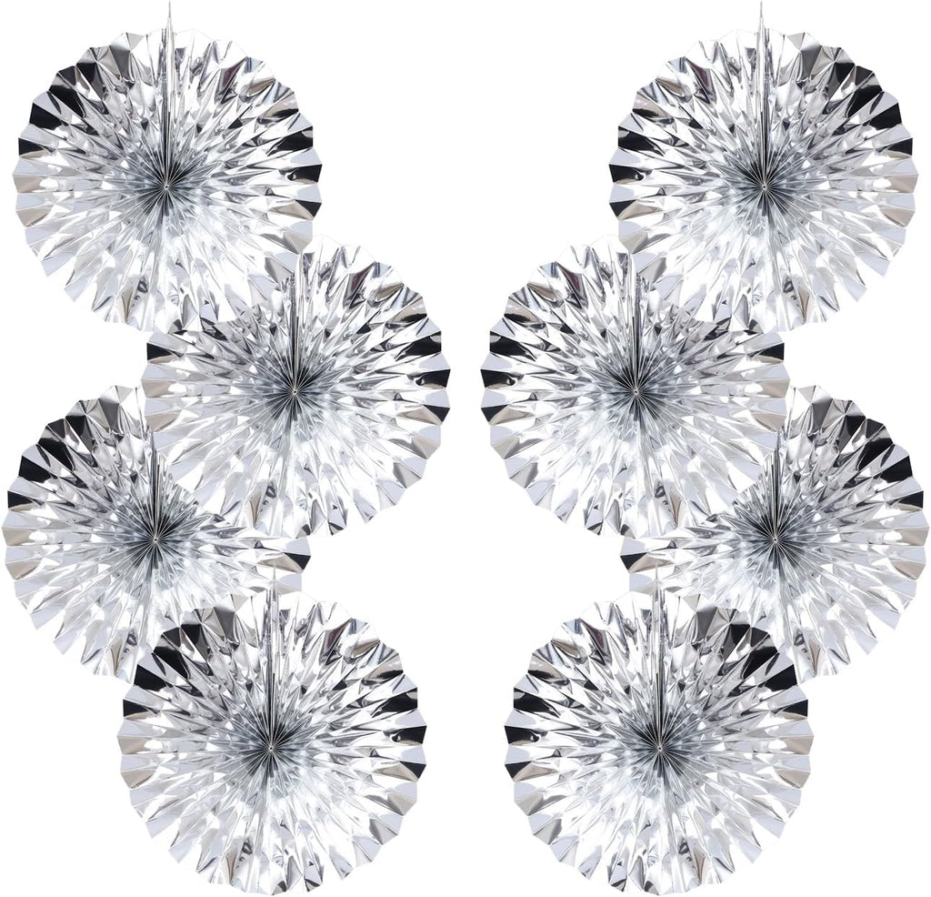 Silver Birthday Decorations,DIY Silver Paper Fans Hanging Decoration ,DecoracióN De CumpleañOs para Hombre,Wedding Decorations for Party 12in,Birthday Decorations for Men 30 Color DIY Set (Silver)