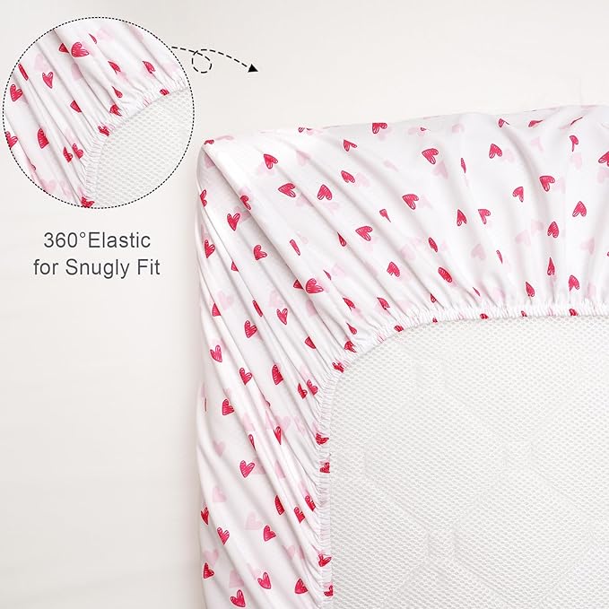 3 Pack Mini Crib Sheets, Premium Pack N Play Sheets for Boys Girls Neutral, Soft Breathable Baby Sheets Fit Pack N Play, Playard and Mini Crib Mattresses, Rainbow