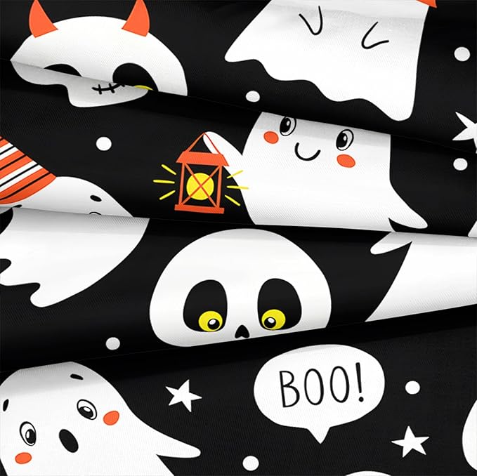 Bedbay Happy Halloween Comforter Set Queen Size Cartoon Ghost Horror Themed Bedding for Kids Boys Teen 4 Pcs Soft Microfiber Bedding Sets for All Season(Ghost,Queen)