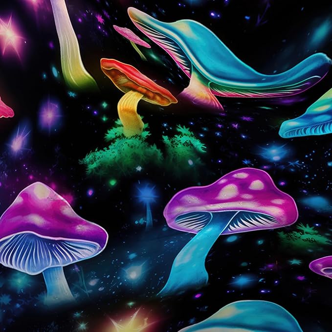 AILONEN Colorful Magic Mushroom Shower Curtain,Natural Fungal Plants Shower Curtain Set for Bathroom,Boho Style Waterproof Fabric Bath Curtain for Kids Girls, 48" W*72" H