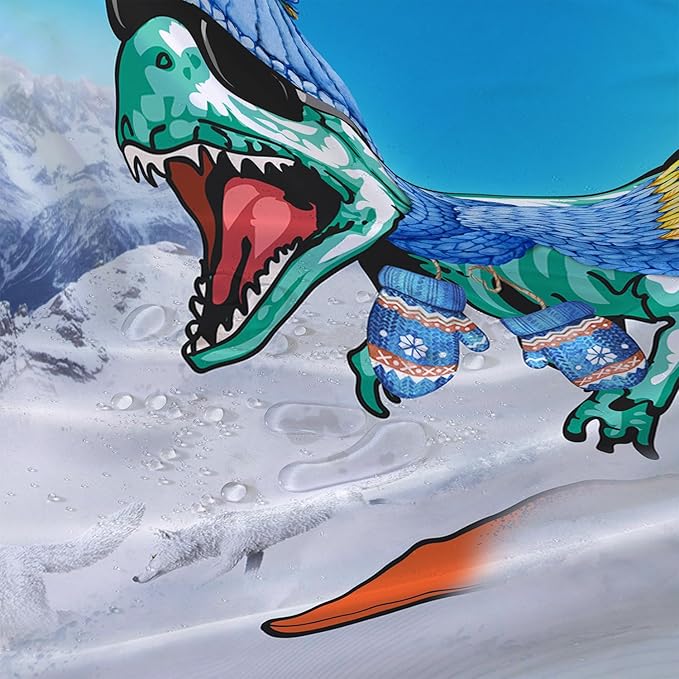 AILONEN Dinosaur Shower Curtain for Boys,Snow Wolf Shower Curtain, 48" W*72" H Waterproof Dino and Wolf Animals Themed Decor Bathroom with Grommets and Hooks