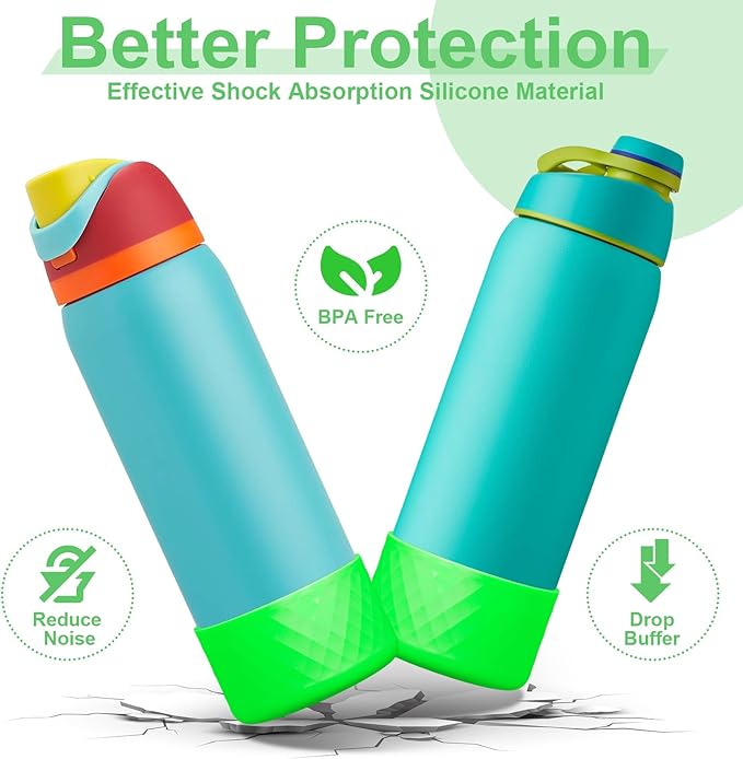 2PCS Silicone Water Bottle Boot for Owala 24oz 32oz 40oz, Anti-Slip Protective Sleeve Bottom Bumper Protector for FreeSip, Twist, and Flip Stainless Steel Water Bottles
