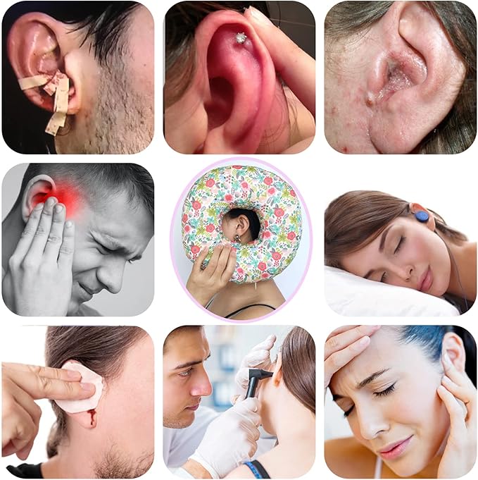 Ear Hole Piercing Pillows for Ear Pain Side Sleeping CNH Pillow Pressure Sore Pain Relief Ear Guard Lifesaver Tinnitus Support Neck Head, Camellia