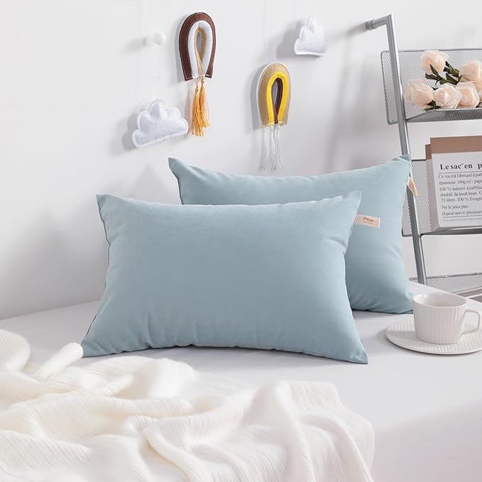 NTBAY Toddler Pillows, Down Alternative 13"x18" Pillows, Machine Washable - Soft and Breathable Travel Small Pillows for Sleeping, Ideal for Daycare, Crib, Cot, Sea Green