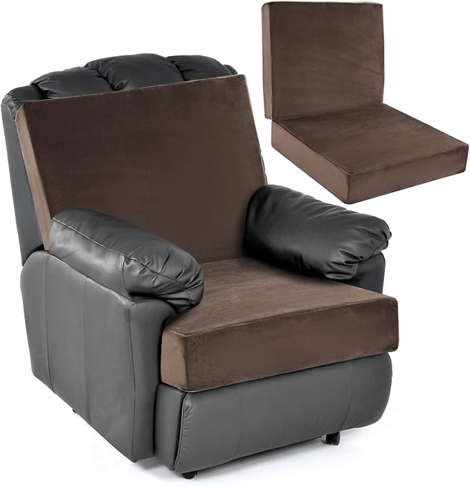 HOMBYS Memory Foam Lumbar Support Pillow for Recliner with Recliner Chair Seat Cushion-Thick Seat Cushion for Elderly with Long Back Support, Extra Large & Non-Slip