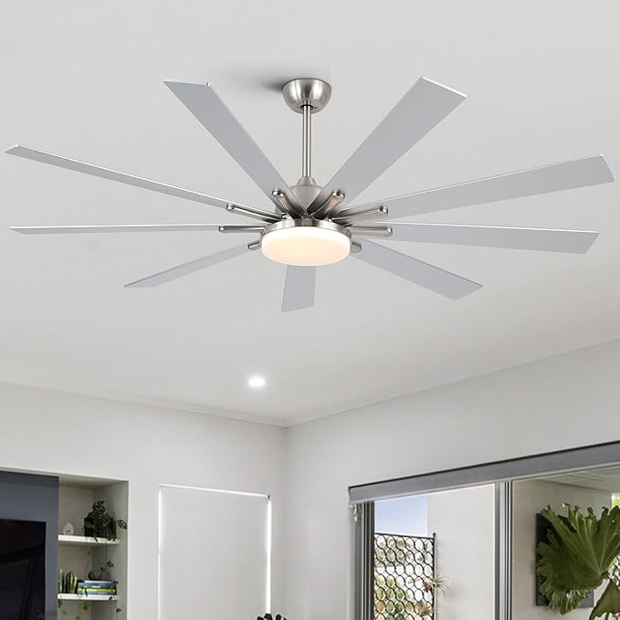 NicBex Ceiling Fan 72 Inch Indoor Modern Ceiling Fans with Integrated LED Light and Remote Control Metal Ceiling Fan with 9 Blades for Living Room, Bedroom, Antique White