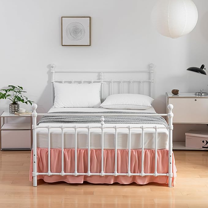 Bed Skirt Queen Size Ruffled Bed Skirt with Split Corners, 16 Inch Drop Dust Ruffle Bed Skirt with Platform,16 Inch, Blush, Queen Size