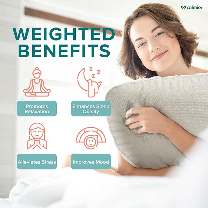 Calmier - 6 lb Sensory Weighted Pillow - Glass Bead Filled Hug Pillow - Ultra Plush Cozy Weighted Pillows for Adults and Kids - Child Sensory Pillow - Weighted Lap Pad (Tan - Fleece, 6 LBS)