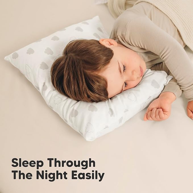 2-Pack Toddler Pillow - Soft Organic Cotton Toddler Pillows for Sleeping - 13X18 Small Pillow for Kids - Kids Pillows for Sleeping - Kids Pillow for Travel, School, Nap, Age 2 to 5 (Cloud)