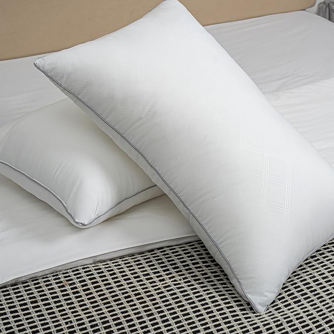 Pillows for Sleeping 2 Pack Bed Pillow Set of 2 for Side Back and Stomach Sleepers Down Alternative Filling Luxury Soft (White, Standard(2 Pack))