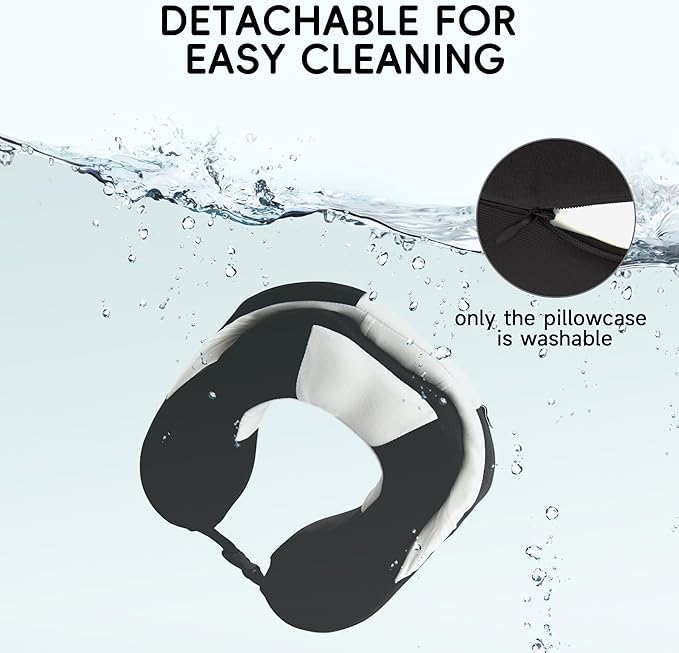 Hooded Neck Pillow for Kids and Adults, 100% Pure Memory Foam Upgraded Travel Pillow with Hood, Kids Neck Pillow for Airplane, Outdoor, Office, Soft, Washable, Easy Storage, Panda