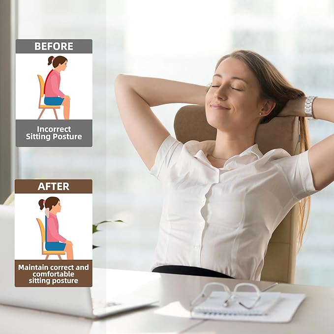 HOMBYS Cervial Recliner Neck Pillow for Pain Relief, Foam Headrest Pillow with Strap for Securing, Extra Large & Non-Slip Neck Pillow for Recliner, Sofa, Office Chair, Car, Gaming Chair, Coffee