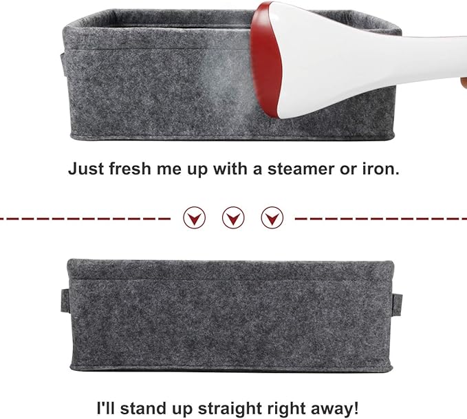 Small Basket Shallow Storage Baskets Felt Storage Basket Bin Long Narrow Basket for Towels Dog Cat Toys Office Supplies Dippers Baby Toys Storage Basket Light Gray