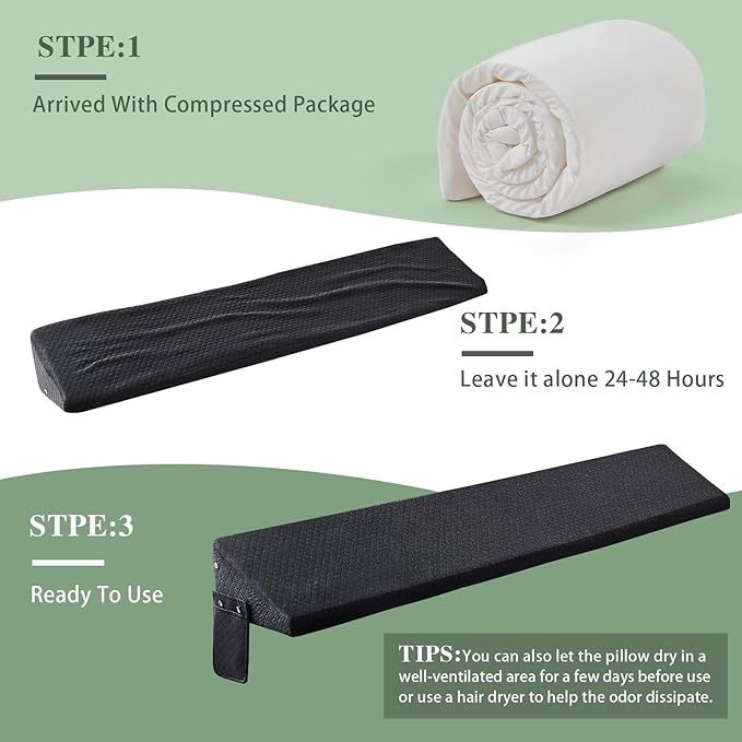 Twin Size Bed Wedge Pillow - for Headboard Gap/Headboard Pillow/Mattress Wedge /Bed Gap Filler (39"x10"x6") - Bloster Triangle Pillow for Sleeping To Fill Gap (0-8") Between Headboard and Mattress