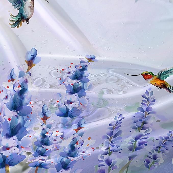 AILONEN Waterproof Floral Shower Curtain for Bathroom,Purple Blue Botanical Wisteria Lavender Flowers Shower Curtain,Watercolor Floral Decor Bathroom Polyester with Grommets and Hooks 72" W*78" H