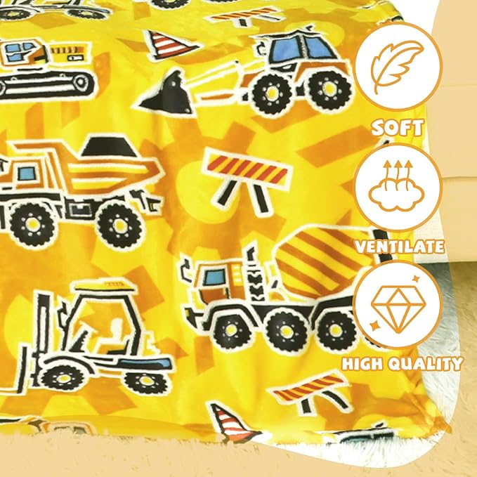 Boys Blanket Glow in The Dark Truck Blanket for Kids Toddler Construction Excavator Gifts Toys Cute Kids Tractor Blanket Kids Gifts