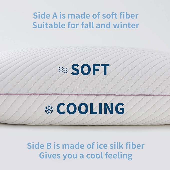 Pillows Queen Size Set of 2 Cooling Shredded Memory Foam Pillows for Bed