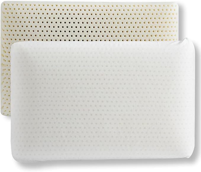 Talalay 100% Natural Premium Latex Pillow, Standard Bed Pillow with Removable Cotton Cover, Helps Relieve Pressure, Sleeping Pillow Suitable for Back and Side Sleepers, as Travel Pillow, Best Gift