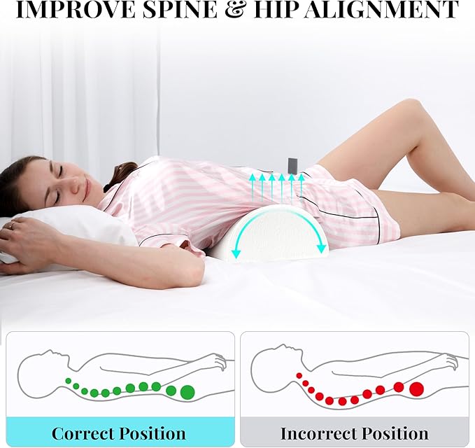 Large Knee Pillow for Side Sleepers Memory Foam Leg Pillows for Sleeping Yoga Bed Half Moon Bolster Pillow for Neck Pain Relief with Pillowcase 23.6"x8.7"x5"(Air Layer White, Extended Size)