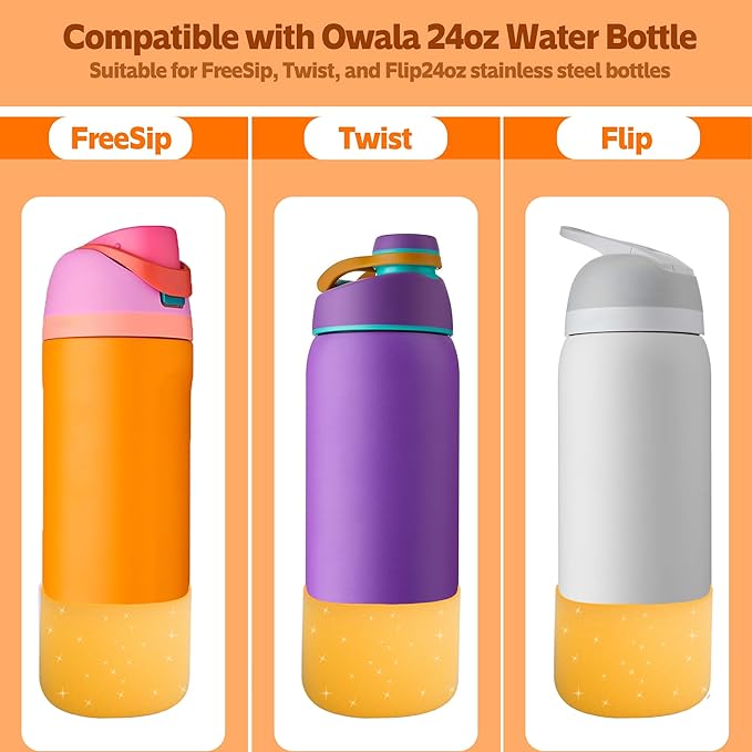 2PCS Silicone Water Bottle Boot for Owala 24oz 32oz 40oz,Anti-Slip Protective Sleeve Bottom Bumper Protector for FreeSip, Twist, and Flip Water Bottles