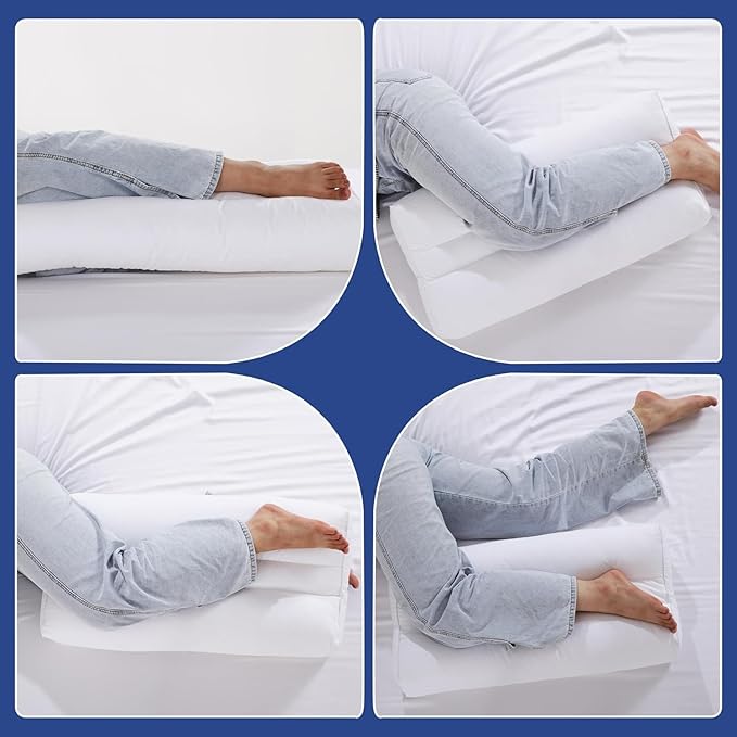 HOMBYS Knee Pillow for Side Sleepers with Groove, Down Alternative Between Leg Pillow for Sleeping,Under Knee Pillow for Sleeping on Back,Spine Alignment, Lower Back Pain Relief, Machine Washable